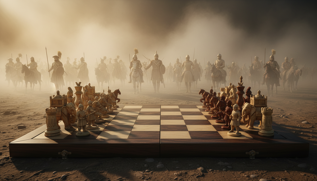 découvrez l'influence du chaturanga, ancêtre des échecs, sur les stratégies militaires et l'évolution de l'art de la guerre dans ce jeu millénaire.