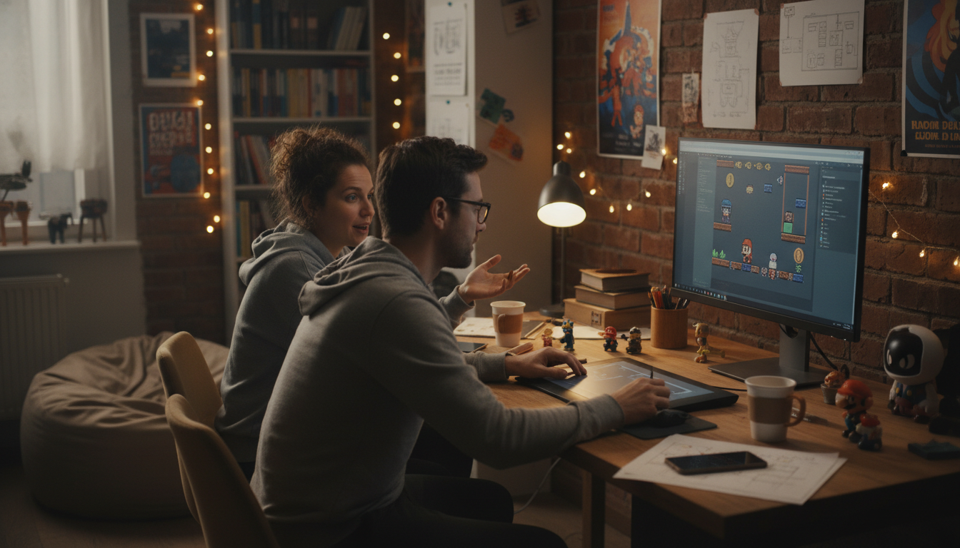 découvrez le parcours de joris et françois, pionniers du jeu vidéo, qui racontent leur aventure unique dans les tout premiers jeux grand public.