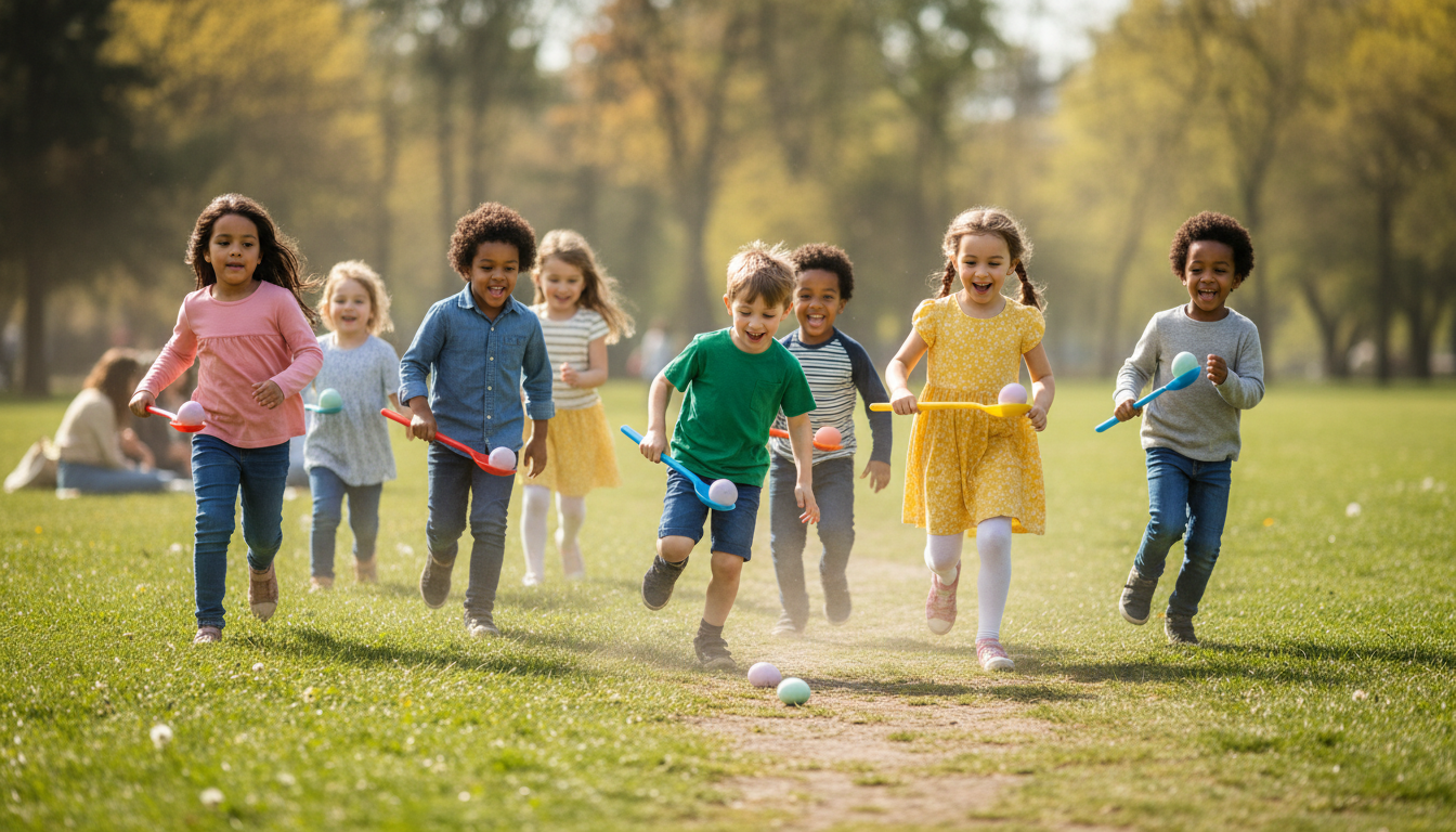 découvrez la course de relais avec des œufs, un jeu traditionnel amusant qui combine adresse et esprit d'équipe pour des moments conviviaux et mémorables.