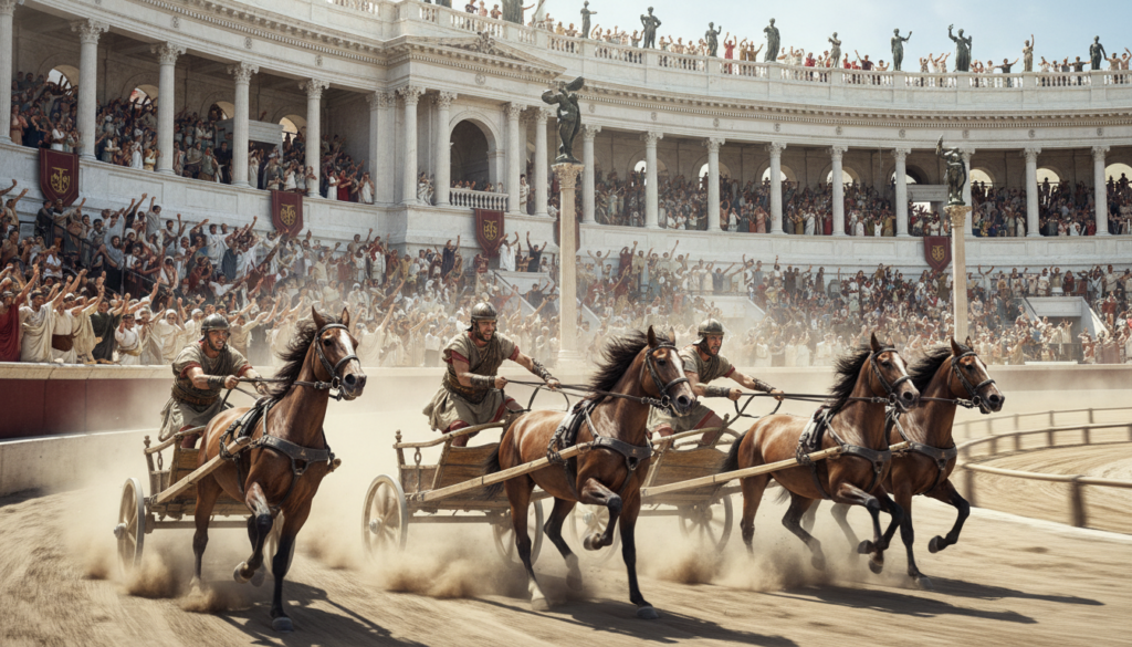 découvrez comment les courses de chars combinaient spectacle grandiose et compétition sportive dans l'antiquité romaine, captivant des milliers de spectateurs dans des arènes emblématiques.