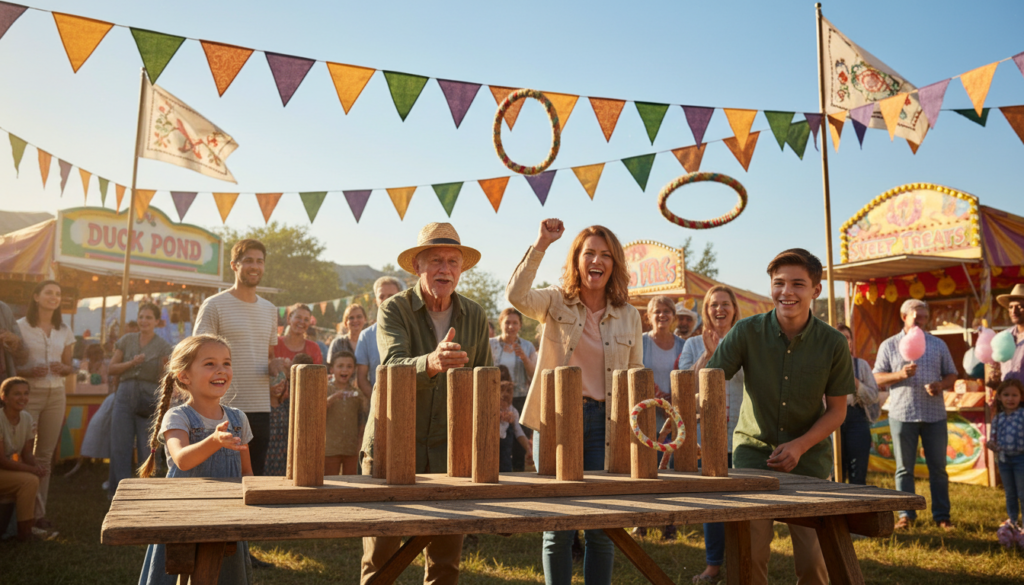 découvrez comment les jeux de lancer d'anneaux perpétuent une tradition festive et amusante lors des fêtes populaires, alliant convivialité et compétition pour petits et grands.