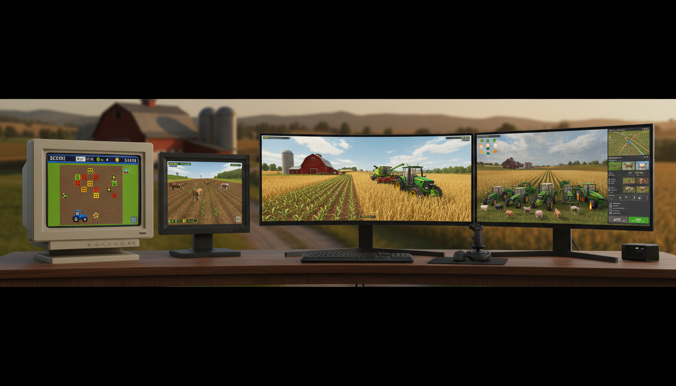 découvrez l'évolution des simulations agricoles, de leurs débuts comme simples jeux ludiques à des simulateurs complexes utilisés pour la formation et la recherche en agriculture.