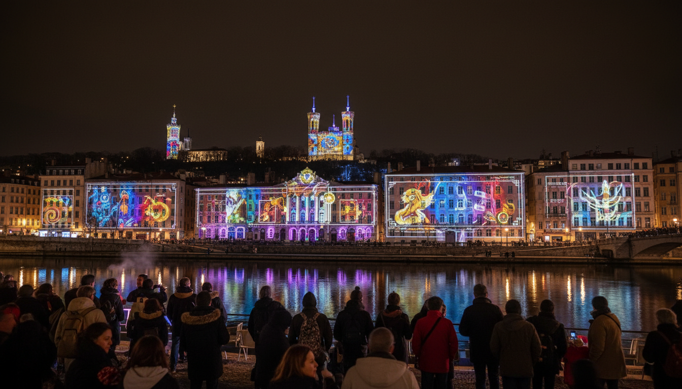 découvrez comment se déroulent les magnifiques illuminations et jeux de lumière urbains lors de la fête des lumières de lyon, un événement incontournable qui transforme la ville en un spectacle lumineux unique.