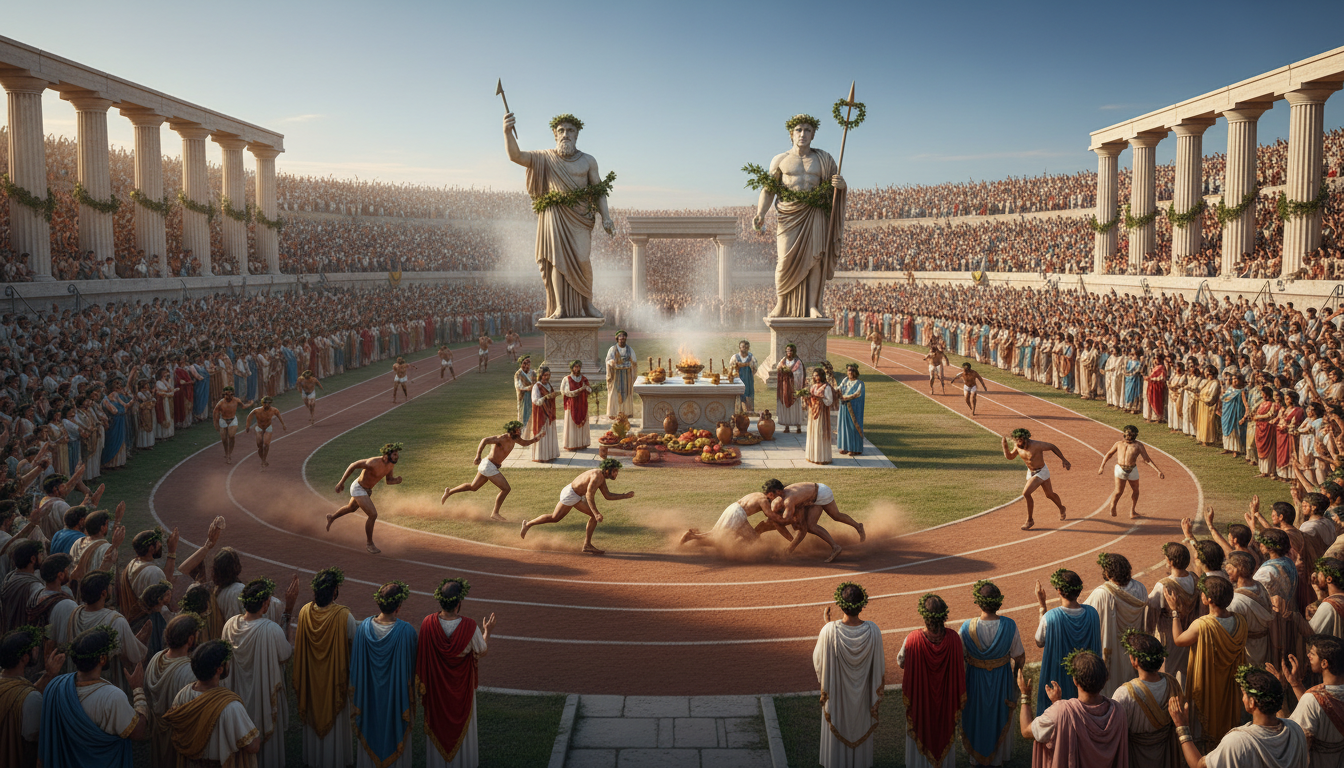 découvrez les jeux olympiques antiques, une célébration sacrée dédiée aux dieux et aux héros de la grèce ancienne, mêlant compétition sportive et hommage divin.