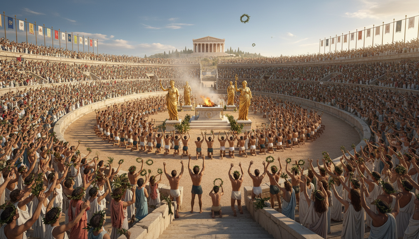 découvrez les jeux olympiques antiques, une célébration dédiée aux dieux et aux héros, alliant compétition sportive et rites sacrés dans la grèce antique.