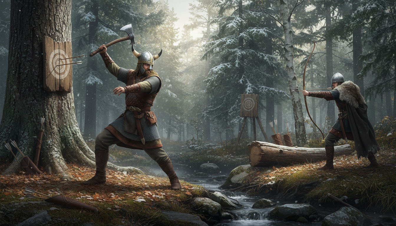 découvrez les jeux d'adresse traditionnels des vikings, utilisés à la fois pour s'entraîner au combat et pour se divertir, et plongez dans leur culture guerrière fascinante.
