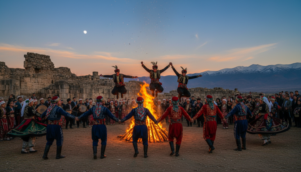 découvrez les feux, sauts et jeux traditionnels célébrés pendant nevruz en turquie, une fête riche en coutumes qui symbolisent le renouveau et l'harmonie.