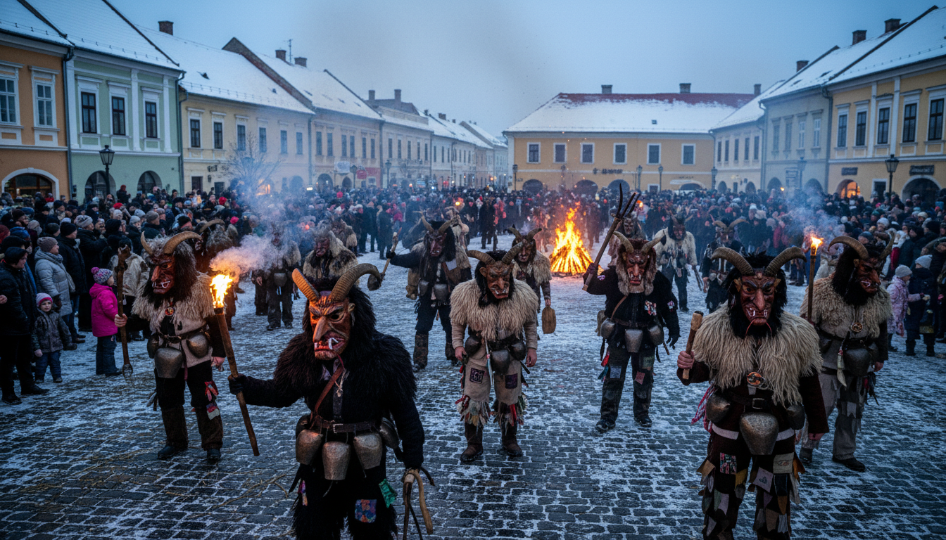 découvrez le busójárás, un carnaval d'hiver hongrois unique mêlant masques traditionnels, monstres effrayants et jeux festifs, célébrant la fin de l'hiver avec des coutumes ancestrales et une ambiance conviviale.