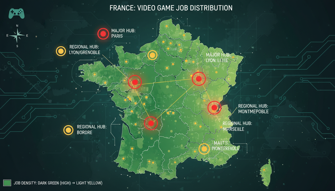 découvrez où se trouvent les opportunités d'emploi dans le secteur du jeu vidéo en france en 2026 grâce à notre carte interactive et analyse complète.