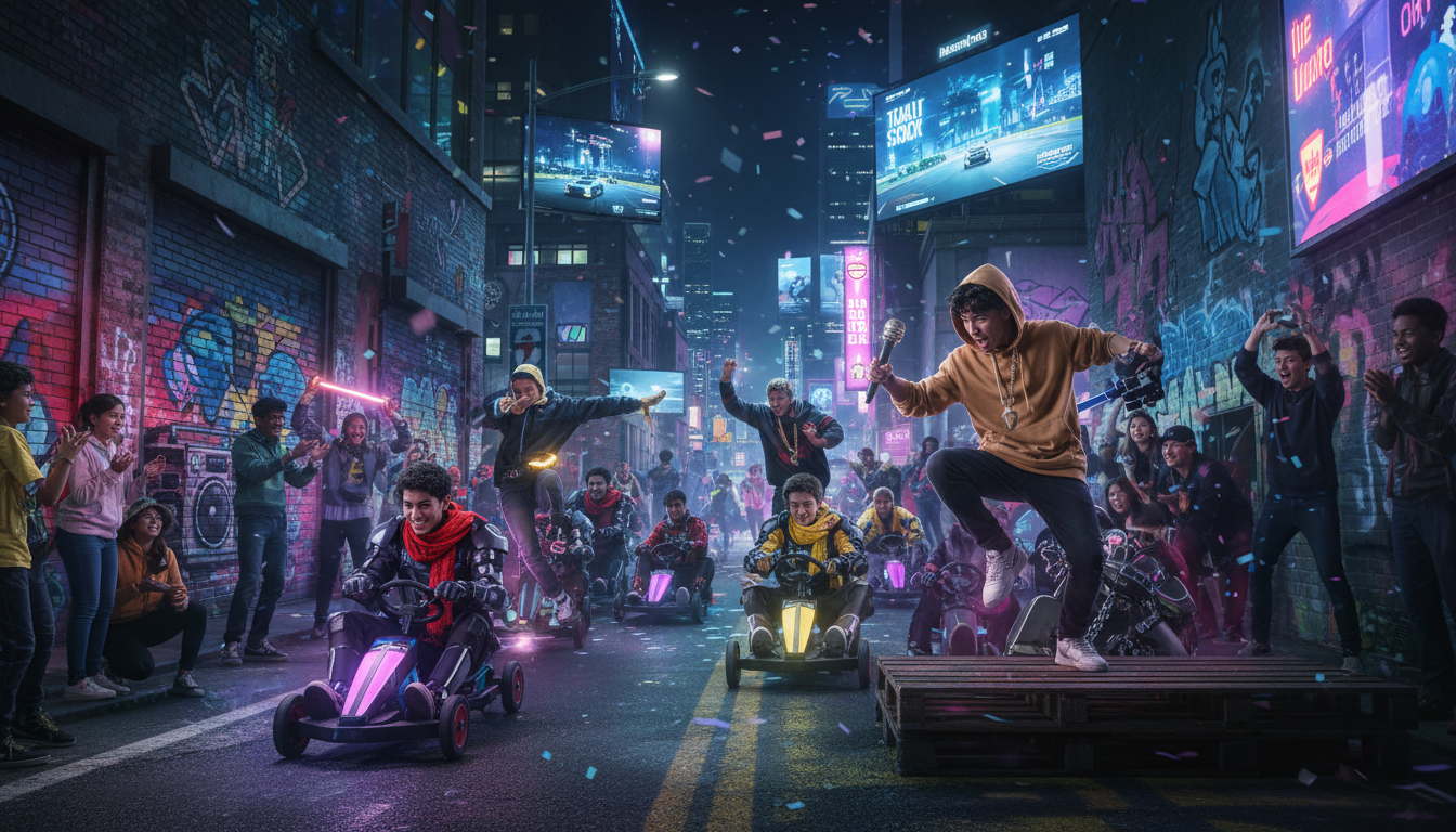découvrez comment des ados passionnés de jeux vidéo, hip-hop, push cars et cosplay se préparent à enflammer la scène avec énergie et créativité.