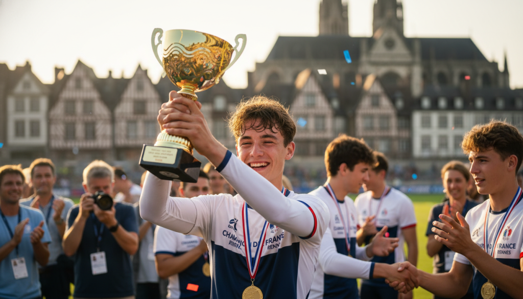 à seulement 17 ans, il décroche pour la première fois le titre de champion de france lors d'une compétition intense à rennes.