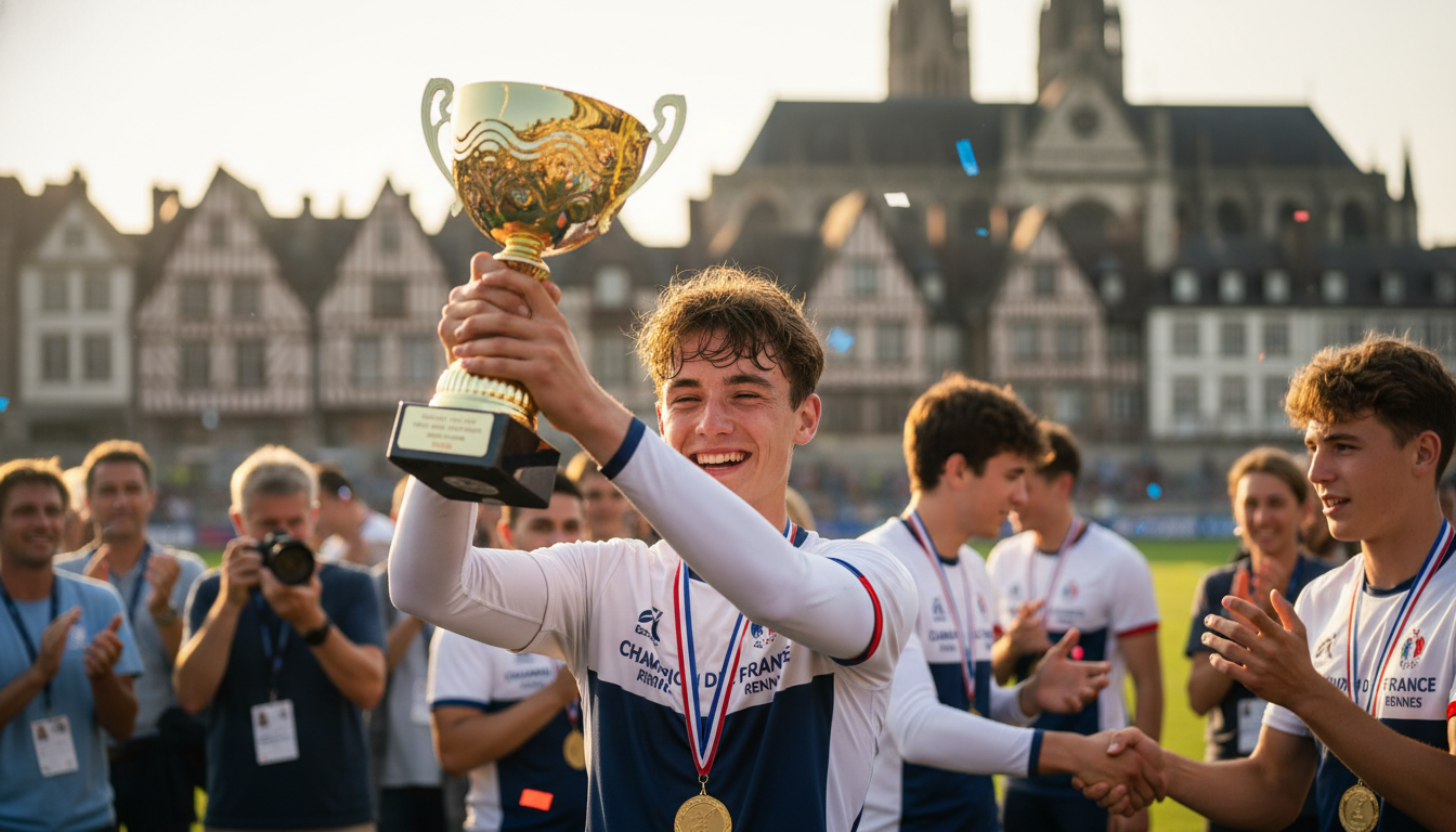 à seulement 17 ans, il décroche pour la première fois le titre de champion de france lors d'une compétition intense à rennes.