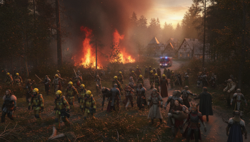 découvrez l'évacuation impressionnante du jeu de rôle grandeur nature kandorya près d'angers, causée par un incendie. un participant partage son récit captivant de cet événement spectaculaire.