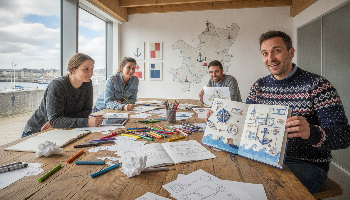 découvrez le livre-jeu innovant d'un brestois, célébrant l'esprit d'équipe et l'aventure collective derrière chaque projet artistique, avec une garantie 100 % satisfaction.