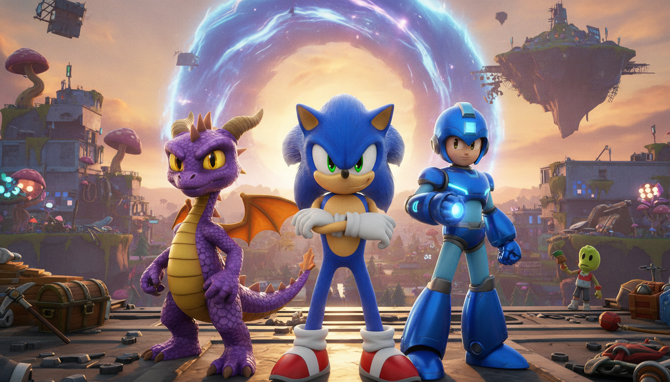 plongez dans la nouvelle saison de fortnite où spyro, sonic et mega man font leur grand retour pour réveiller vos souvenirs et offrir des aventures inédites.