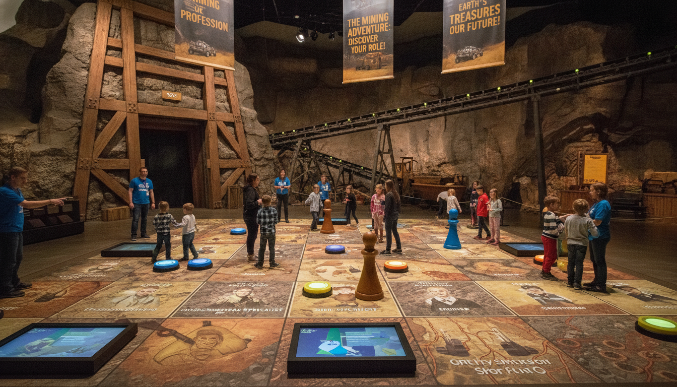 découvrez une animation familiale captivante au musée de la mine de gréasque avec jeux, défis et damier géant pour petits et grands.