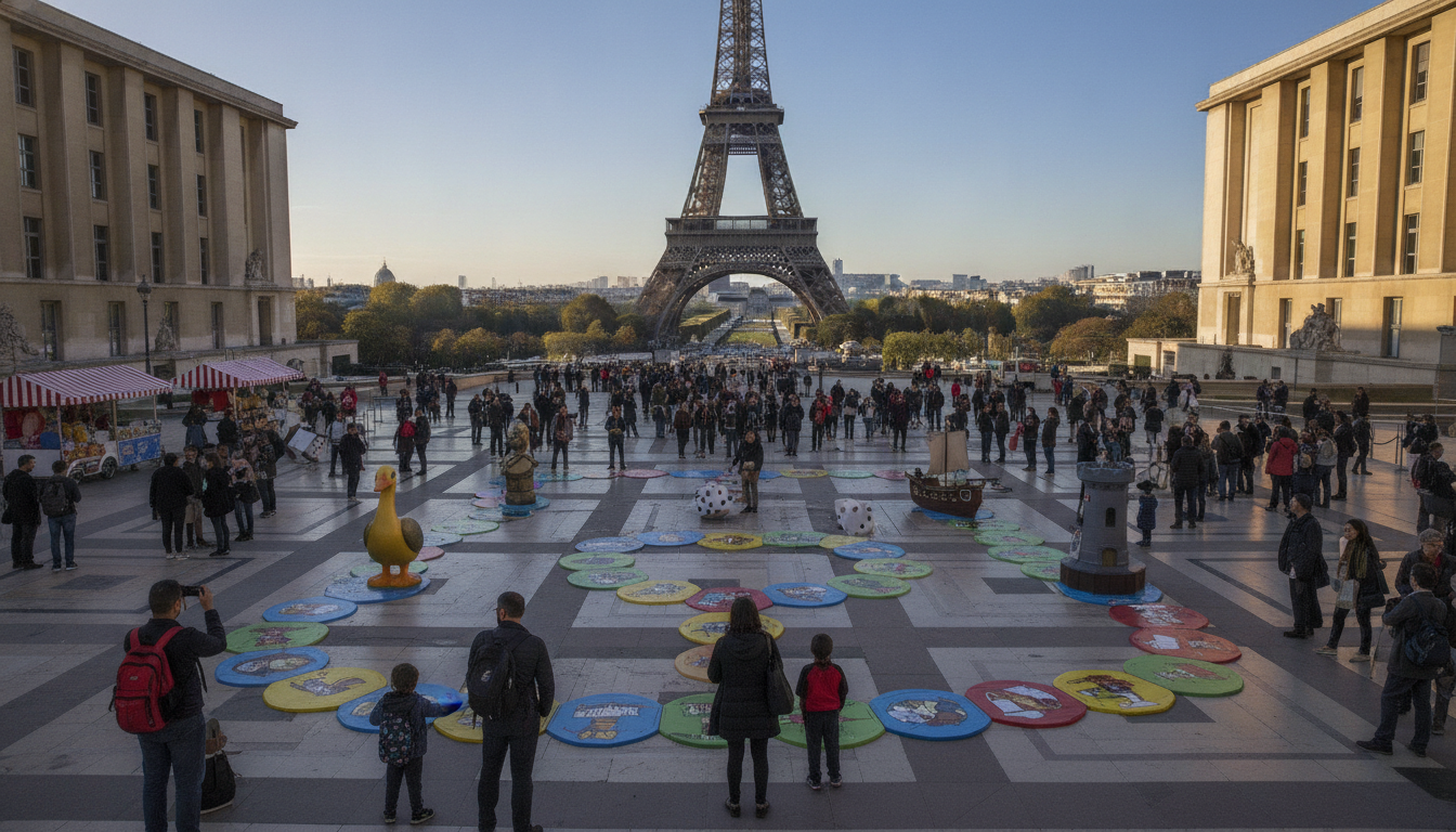 participez à un jeu de l’oie géant exceptionnel au trocadéro, au pied de la tour eiffel. un événement insolite et captivant qui attire un public curieux et enthousiaste. découvrez pourquoi cette animation unique fait sensation cet été.